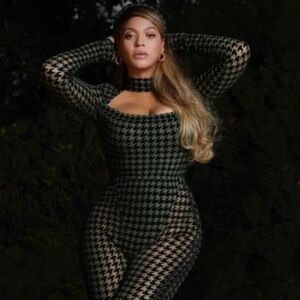 IVY PARK Black Houndstooth Skinny Jumpsuit